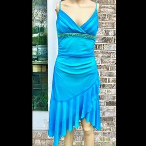 Vintage 90s/Y2K Blue and Green Rare Beaded Fairycore Fairy Mermaid Prom Dress